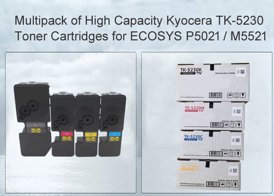 ตลับหมึก Kyocera Ecosys M5521 สีดำและสี TK5230 CMYK 4 แพ็ค พร้อมผงหมึก Japan Toner
